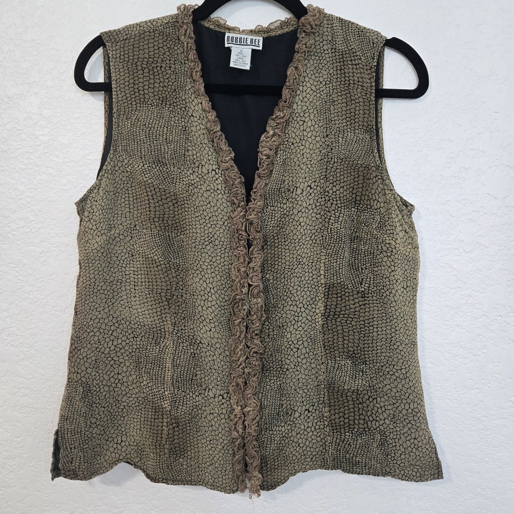 Robbie Bee Vintage Snakeskin Print Silk Vest Top Sleeveless Blouse Size 12